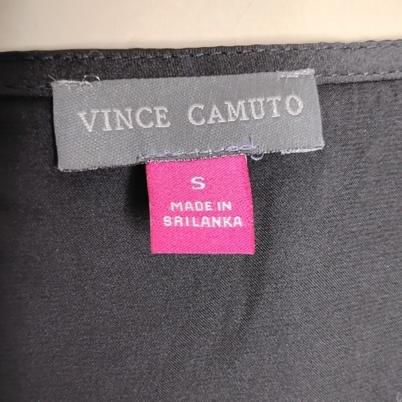 NWT Vince Camuto Black Satin Blouse Size S Elegant Party Staple - Picture 5 of 7